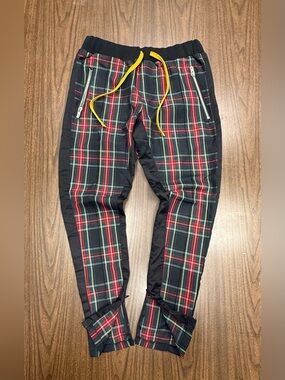 Civil Regime Black Red Plaid Jogger Track Pants Size XL New without Tags! ☠️